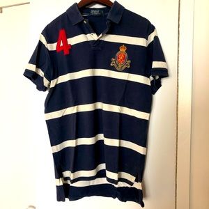 Blue and white striped short sleeve polo - size Large by Polo by Ralph Lauren